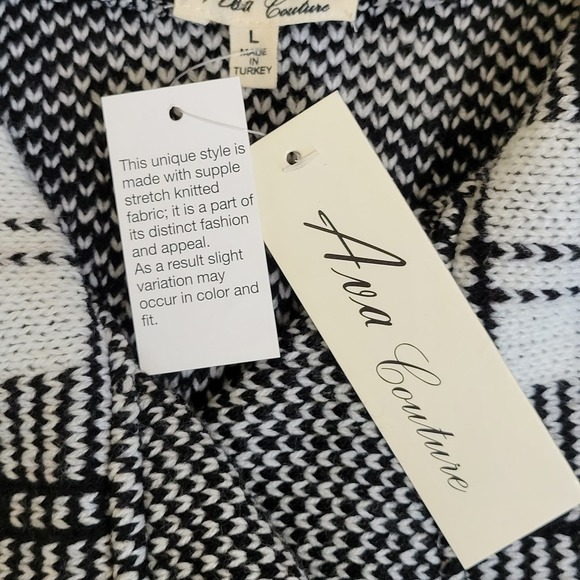 Ava Couture Wrap Sweater NWT Women Large Shall Collar Acrylic Black White Chunky - Picture 10 of 12